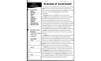 Branches of Government Reading Packet | Texas Social Studies