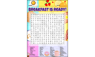 Breakfast Word Search Puzzle – Food Vocabulary Activity for Kids
