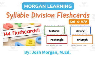 Breaking the Big Words | Syllable Division Flash Cards Set 4: V/V