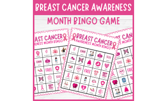 Breast Cancer Awareness Month Bingo Game October Pink Ribbon Activity