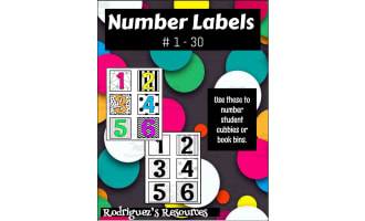 Bright Black and White Number Labels
