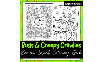 Bugs & Creepy Crawlies Coloring Pages – A Kawaii Insect Coloring Book