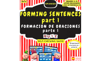 Build correct Spanish sentences Level 1 digital no prep game