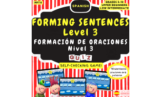 Build correct Spanish sentences Level 3 no prep digital game