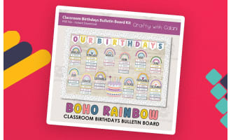 Bulletin Board: Classroom Birthday In Bright Rainbow Theme