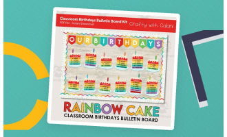 Bulletin Board: Classroom Birthday In Cute Rainbow Cake Theme