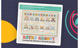 Bulletin Board Classroom Birthday In Pastel Retro Groovy Theme