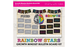 Bulletin Board : Growth Mindset In Black Rainbow Stars Design