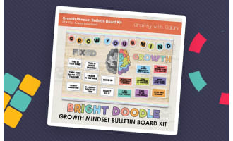 Bulletin Board : Growth Mindset In Bright Doodle Design