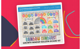 Bulletin Board : Growth Mindset In Rainbow Sunburst Design