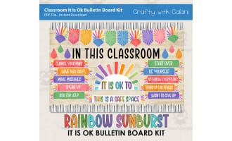 Bulletin Board: It Is OK To Classroom Display Rainbow Sunburst Design