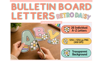 Bulletin Board Letters A-Z Alphabet PNG Printable Letters Class Decor