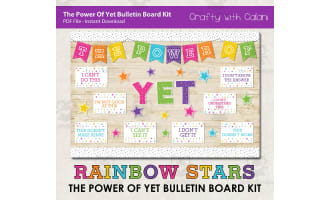 Bulletin Board: The Power Of Yet in White Rainbow Stars Design