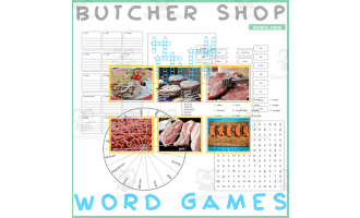 BUTCHER SHOP: Word Games with Puzzles Crossword Wordsearch Anagram