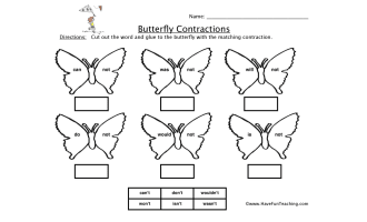 Butterfly Not Contractions Worksheet