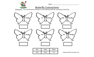 Butterfly Would Contractions Worksheet