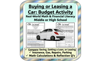 Buy or Lease Car Budget: High School Financial Literacy Budget Project