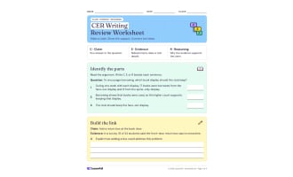 C-E-R Writing Review Worksheet (Claim, Evidence, Reasoning)