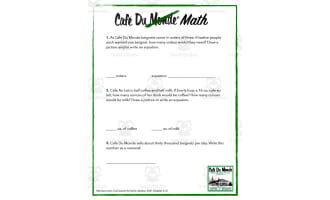 Cafe du Monde Math Worksheet