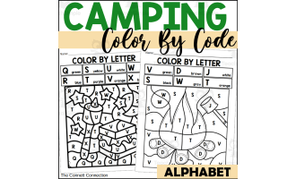 Camping Alphabet Color by Code for Capital Letters