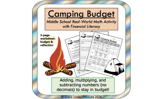 Camping Budget Project: Gr 5-8 Budget Worksheet Personal Finance
