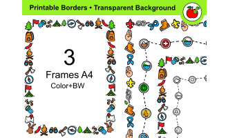 Camping Frames – Printable Borders – Scout Borders-Summer Clipart