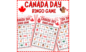 Canada Day Bingo Game, 1st July Independence Canada holiday activities