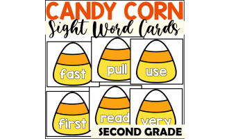 Candy Corn Sight Word Cards for Second Grade