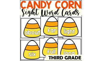 Candy Corn Sight Word Cards for Third Grade