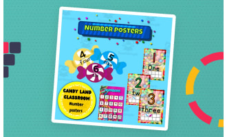 Candy land classroom decoration number posters
