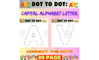 Capital Alphabet Letter Dot to Dot Worksheets to 21|Dot to Dot