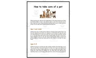 Caring for a Pet