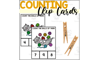 Cat Counting to 10 Clip Cards with Cake