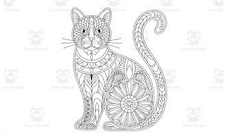 Cat Mandala Coloring Page Worksheet activity