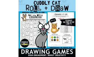 Cat Roll and Draw Games |  Hug Your Cat Day June  Art Activity