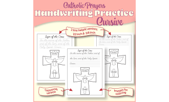 Catholic Cursive Handwriting Practice–Prayer Copywork and Tracing Sets
