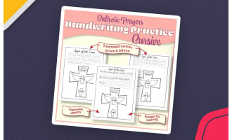 Catholic Cursive Handwriting Practice–Prayer Copywork and Tracing Sets