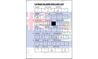 Cayman Island Spelling List