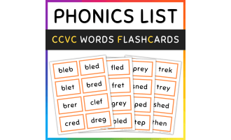 CCVC Words Flash Cards, Short Vowel E, SET 1