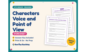 Characters Voice and Point of View Worksheet – 4th Grade Practice