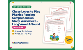 Chase Loves to Play Phonics Reading Worksheet – 1st Grade Long Vowels