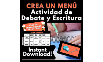 Chef Crea un Menú Spanish Debate & Writing Activity