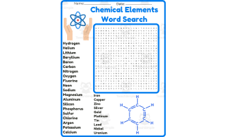 Chemical Elements Word Search worksheet activity