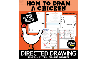 Chicken Directed Drawing | How To Draw Farm Animal Art Activities