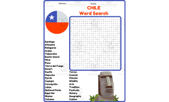 CHILE No Prep Word Search Puzzle Worksheet Activity
