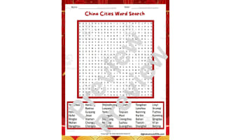 China Cities Word Search Puzzle – China Cities Words Puzzle