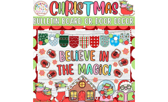 Christmas & December Bulletin Board or Door Decor Kit | Winter