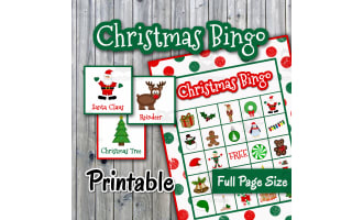 Christmas Bingo Cards and Memory Game - FULL PAGE - Printable - Up to 30 players
