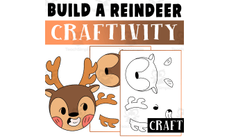 Christmas craft Worksheet Activities, Build A Reindeer