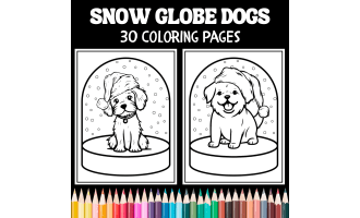 Christmas Dog Snow Globe Coloring Page